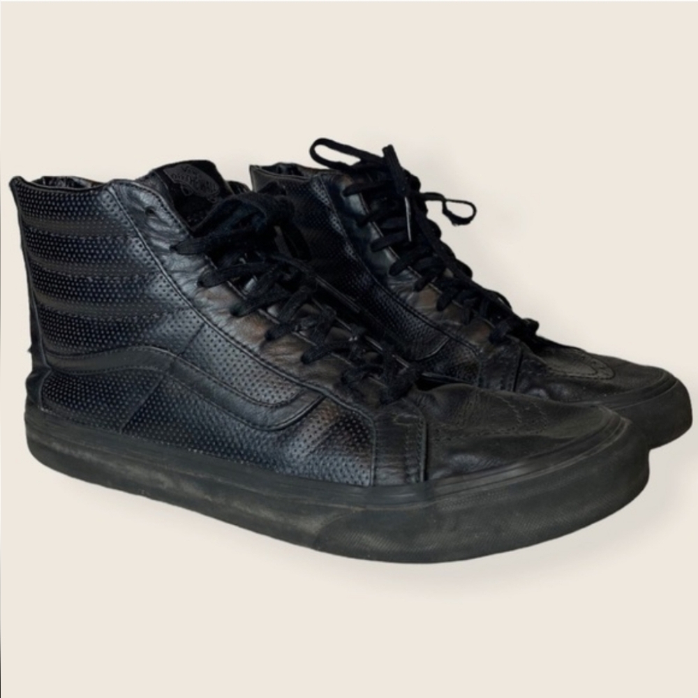 Vans Black High-Top Leather Skate Sneakers